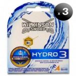 Wilkinson Pack de 3 Unidades. Sword Hydro 3, Recambio de 4 Lâminas de Barbear de 3 Lâminas