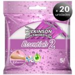 Wilkinson Pack de 20 Unidades. Sword Essential 2 Beauty Aloe Vera, 2 Maquinillas Barbear Mujer, 5 Unidades