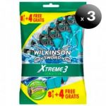 Wilkinson Pack de 3 Unidades. Sword Xtreme 3 Sensitive, Pack de 8 + 4 Maquinillas Desechables com Lâmina Flexible de 3 Lâminas