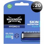 Wilkinson Pack de 20 Unidades. Sword Hydro 5 Skin Protection Regular, Cargador de 8 Lâminas de Barbear de 5 Lâminas para Hombres