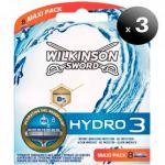 Wilkinson Pack de 3 Unidades. Cargador 8 Lâminas Sword Hydro 3 de Tres Lâminas com Dosificador de Gel