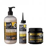 Real Natura Kit Pro-Reparação Bomba Café Shampoo 300ml / Máscara 200ml / Tónico 70ml + Oferta Bolsa Coffret