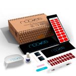 Nooves Starter Kit Beauty Red - Pacote inicial|2 Folhas de unhas de gel pré-curadas Premium|Lâmpada UV/LED para unhas|Gel Top Coat Glossy 0103CE0104050202
