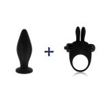 Pack Silicone Butt Plug 12cm com Oferta Silicone Rabbit Vibrator Cock Ring