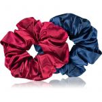 Brushart Hair Large Satin Scrunchie Set Elásticos para Cabelo Red & Blue
