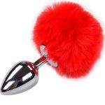 Alive Anal Pleasure Plug Smooth Metal Fluffy Red Size L