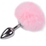 Alive Anal Pleasure Plug Smooth Metal Fluffy Pink Size L