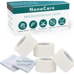 Nanacare Fita Cirúrgica Micropore 2,5cm X 10m (4 Rolos) + Cotonetes de Gaze 10 Unidades