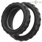 Intense Dewey Anel de Pênis Duplo de Silicone Preto Modelo 2