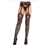 Leg Avenue Meias de Renda com Ligas Pretas Tamanho Único