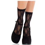 Leg Avenue Meias de Renda Preta com Laço Tamanho Único