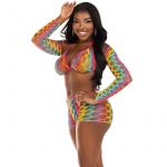 Leg Avenue Conjunto de Três Peças Multicolor