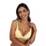 Jopy Lingerie Soutien/sutiã com Push-up Triângulo em Renda Betina Chocolate G