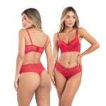 Jopy Lingerie Conjunto de e Sutiã com Push-up Agatha Lingirie Jopy Rosa Bebê G