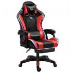 Cadeira Gaming 813 Apoio p/Pés RGB Preto / Vermelho