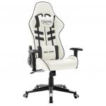 Cadeira Gaming Couro Artificial Branco e Preto - 20535