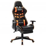 Cadeira Gaming C/ Apoio de Pés Couro Artificial Preto/laranja - 20516