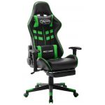 Cadeira Gaming C/ Apoio de Pés Couro Artificial Preto/verde - 20513