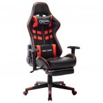 Cadeira Gaming C/ Apoio de Pés Couro Artificial Preto/vermelho - 20511