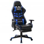 Cadeira Gaming C/ Apoio de Pés Couro Artificial Preto e Azul - 20510