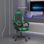 Cadeira Gaming Giratória C/ Apoio Pés Couro Artif. Preto/verde