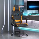 Cadeira Gaming de Massagens Tecido Preto e Laranja
