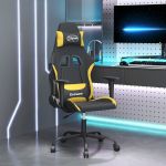 Cadeira Gaming de Massagens Tecido Preto e Amarelo