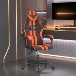 Cadeira Gaming Couro Artificial Preto e Laranja