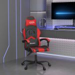 Cadeira Gaming de Gaming Couro Artificial Preto e Vermelho