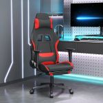 Cadeira Gaming de Gaming C/ Apoio para os Pés Tecido Preto e Vermelho