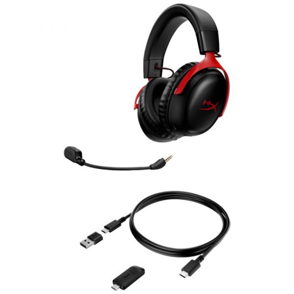 HyperX Cloud III Wireless Headset Gaming Sem Fios Preto/Vermelho