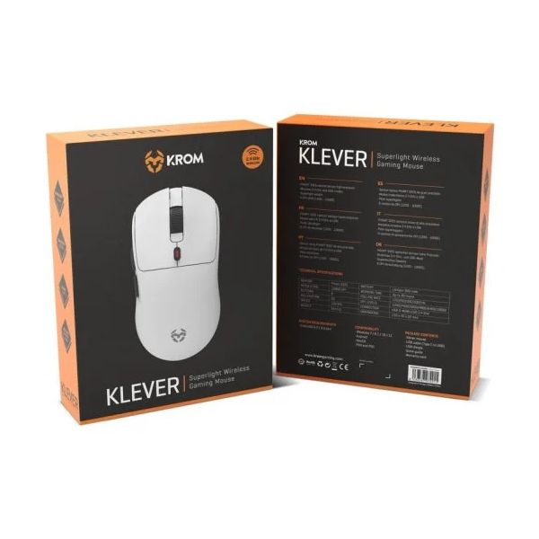 Krom Klever Sem Fios 10000 DPI Branco